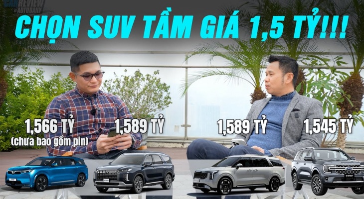 SUV tầm giá 1,5 tỷ - VinFast VF 9 vs Hyundai Palisade vs Kia Carnival vs Ford Everest!